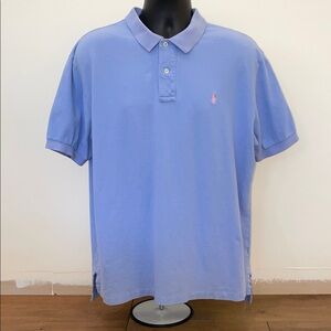 Vintage Ralph Lauren Mesh Sky Blue Polo Shirt XL
